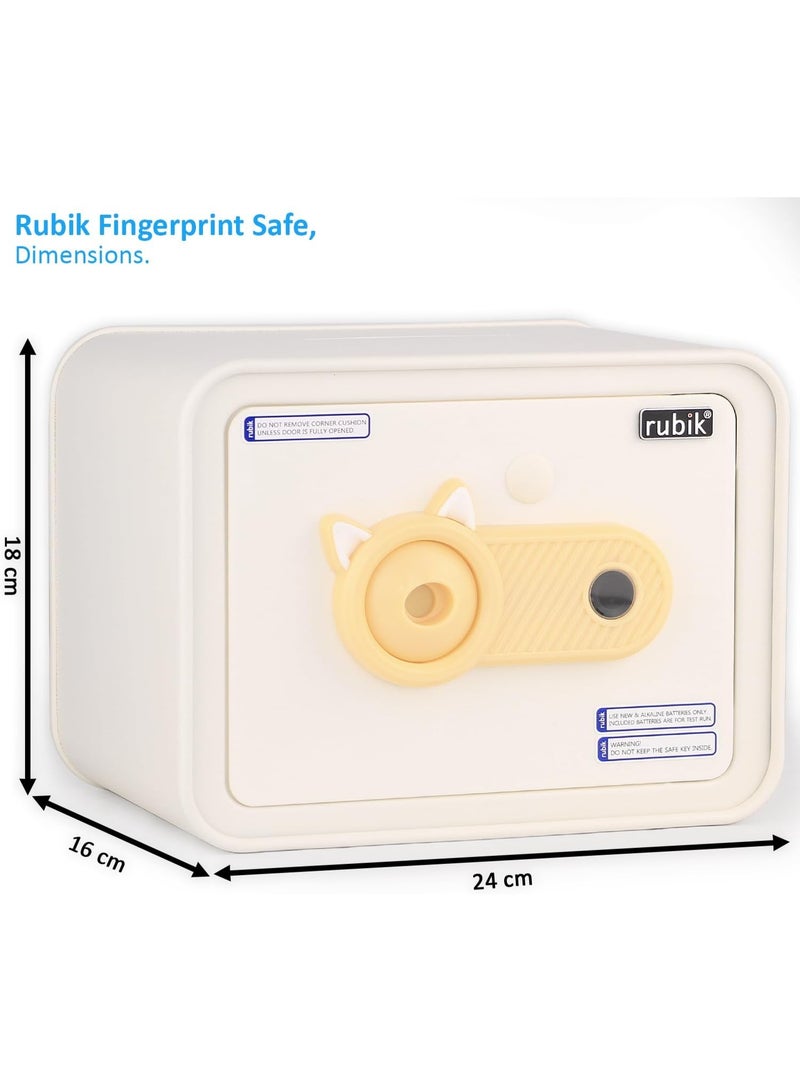 Rubik Fingerprint Piggy Bank Safe with Deposit Slot For Kids Girls Boys, Money Box with Door Key & Fingerprint Lock, Gift for Kids (Off White) - Image 3